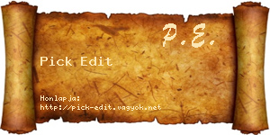 Pick Edit névjegykártya